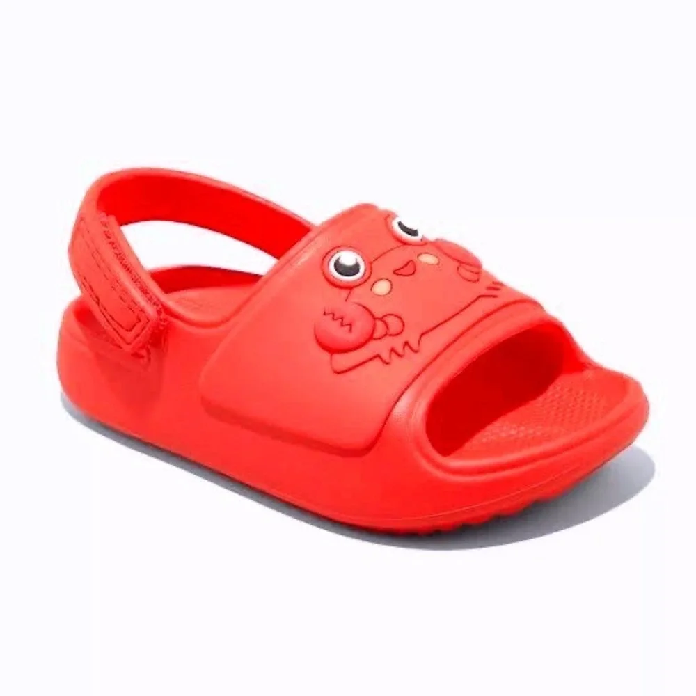 Cat & Jack Toddler Boys Red Crab Slide Sandals Water Shoes Size 10 Hook Loop